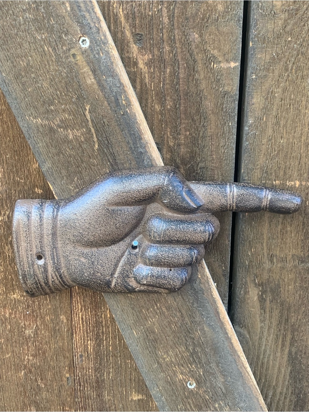 Cast Iron Pointing Hand - Brown